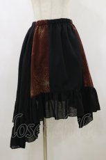 画像1: gouk / 異素材切替サイドロングスカート  黒 H-26-09-01-057-GO-SK-KB-ZH (1)