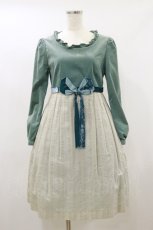 画像1: Jane Marple / 別珍リボンドレス M グリーン H-26-09-01-066-JM-OP-AK-ZH (1)