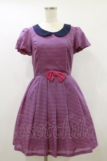 Emily temple cute ピンクチェック柄　シャーリング半袖ワンピース Emily Temple cute / Shirley Temple の古着 ロリィタ美品！