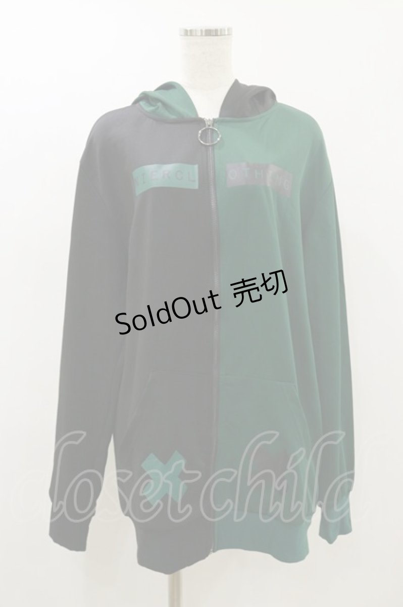 画像1: NieR Clothing / TWO-TONE ZIPパーカー F 黒×緑 H-26-09-01-022-PU-TO-AK-ZH (1)