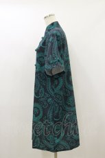 画像3: LISTEN FLAVOR / チャイナパターンシャツ  黒×緑 H-26-09-01-024-PU-BL-AK-ZH (3)
