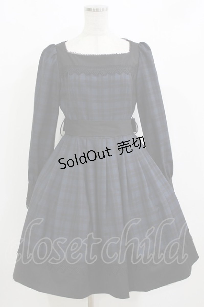 画像1: Sheglit / "Jane"タックワンピース  ブラックネイビーチェック H-26-09-02-004-EL-OP-KB-ZH (1)