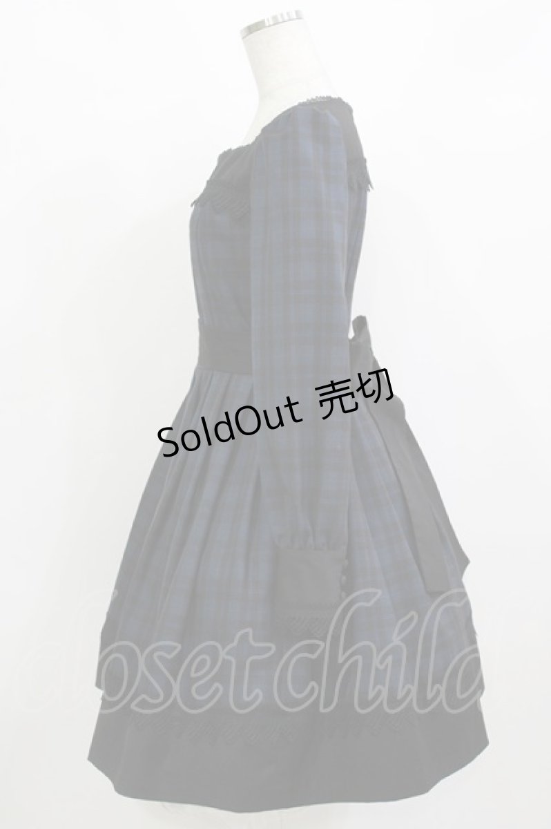 画像2: Sheglit / "Jane"タックワンピース  ブラックネイビーチェック H-26-09-02-004-EL-OP-KB-ZH (2)
