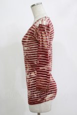 画像2: Jean Paul GAULTIER / ボーダー切替ガーゴイルパワーネットカットソー S 茶 H-26-09-02-040-GO-TO-KB-ZH (2)