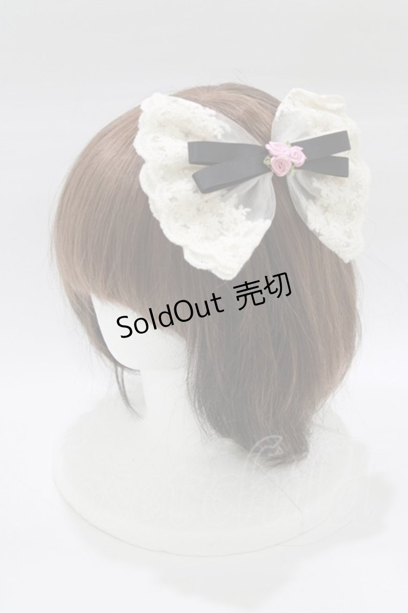 画像1: m petit by misako / リボンバレッタ  生成り H-26-09-02-1064-LO-AC-NS-ZH (1)
