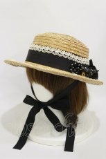 画像1: BABY,THE STARS SHINE BRIGHT / ドットリボンの麦わらハット  ブラック H-26-09-02-1025-BA-AC-NS-ZH (1)