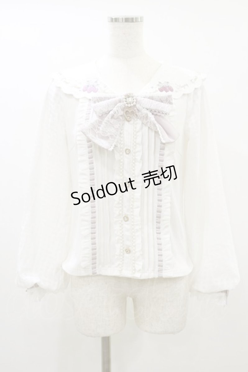 画像1: LIZ LISA / ストロベリー刺繍セーラーリブブラウス 0 白 H-26-09-02-1036-LO-TO-NS-ZH (1)