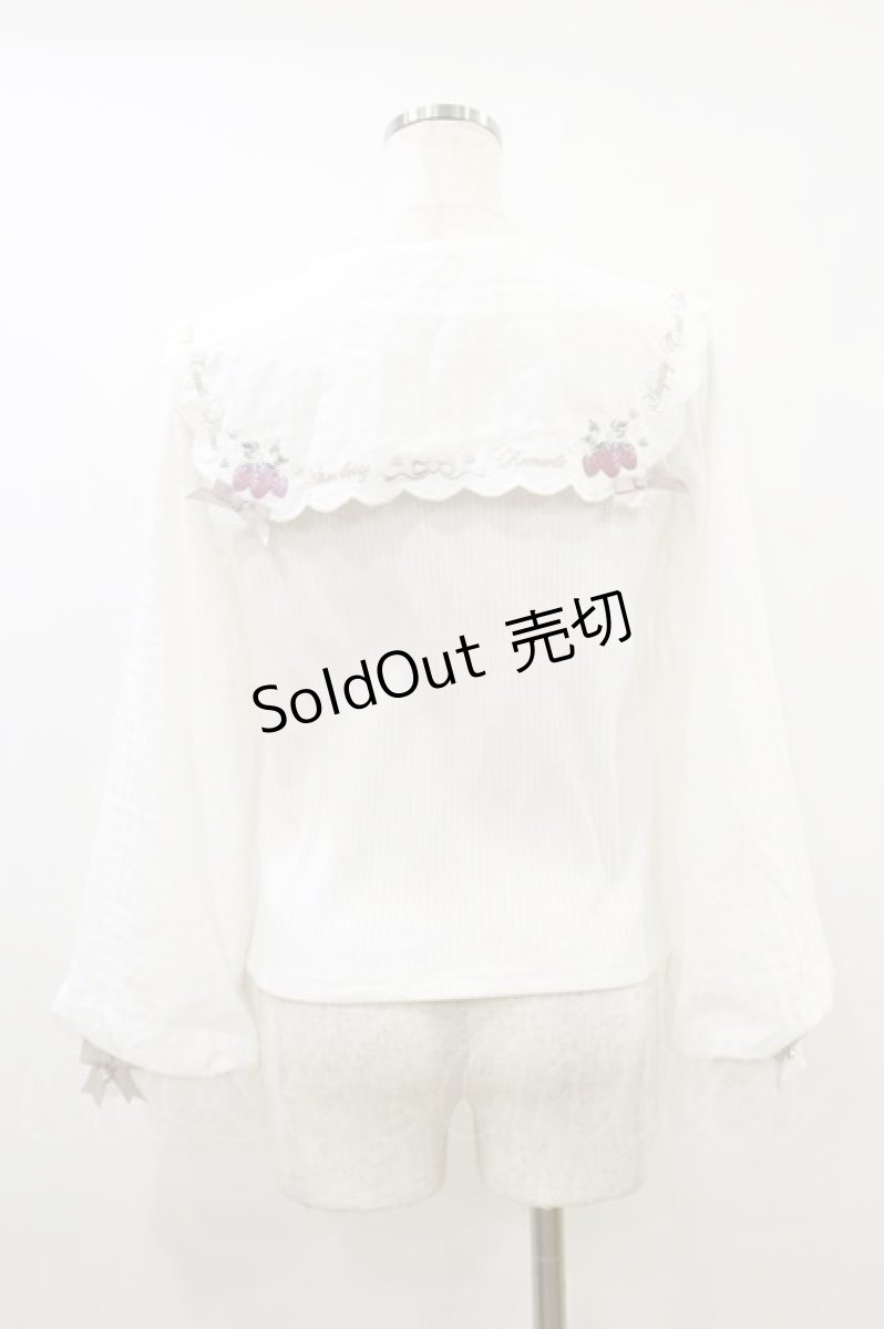 画像2: LIZ LISA / ストロベリー刺繍セーラーリブブラウス 0 白 H-26-09-02-1036-LO-TO-NS-ZH (2)