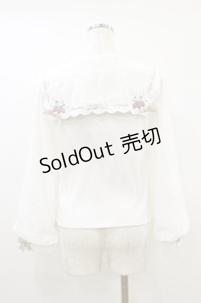 LIZ LISA / ストロベリー刺繍セーラーリブブラウス 0 白 H-26-09-02