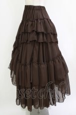 画像2: Sheglit / "Empress"ロングフリルスカート M 茶 H-26-09-02-011-EL-SK-KB-ZH (2)