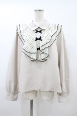 画像1: melume / maki/フロッキードットフリルブラウス 3L ベージュ H-26-09-03-1045-LO-BL-NS-ZH (1)