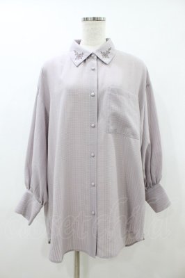 Preview of 襟刺繍シアーチェックシャツ M グレー