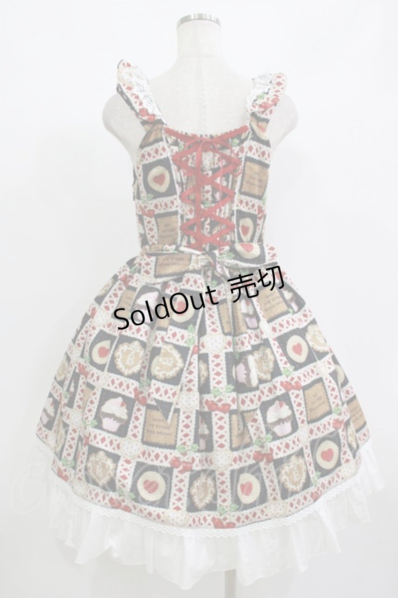 画像3: BABY,THE STARS SHINE BRIGHT / La Patisserie〜Mon peche mignon〜柄エプロンジャンパースカート Free ブラック H-26-09-03-056-BA-OP-NS-ZH (3)