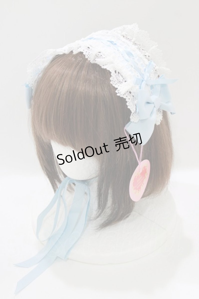 画像1: BABY,THE STARS SHINE BRIGHT / はしごレースのスピンドールヘッドドレス(綿サテン)  サックス H-26-09-03-079-BA-AC-NS-ZH (1)