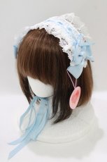 画像1: BABY,THE STARS SHINE BRIGHT / はしごレースのスピンドールヘッドドレス(綿サテン)  サックス H-26-09-03-079-BA-AC-NS-ZH (1)