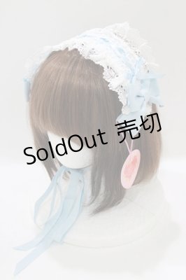 Preview of はしごレースのスピンドールヘッドドレス(綿サテン)  サックス