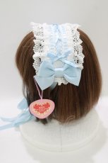 画像2: BABY,THE STARS SHINE BRIGHT / はしごレースのスピンドールヘッドドレス(綿サテン)  サックス H-26-09-03-079-BA-AC-NS-ZH (2)
