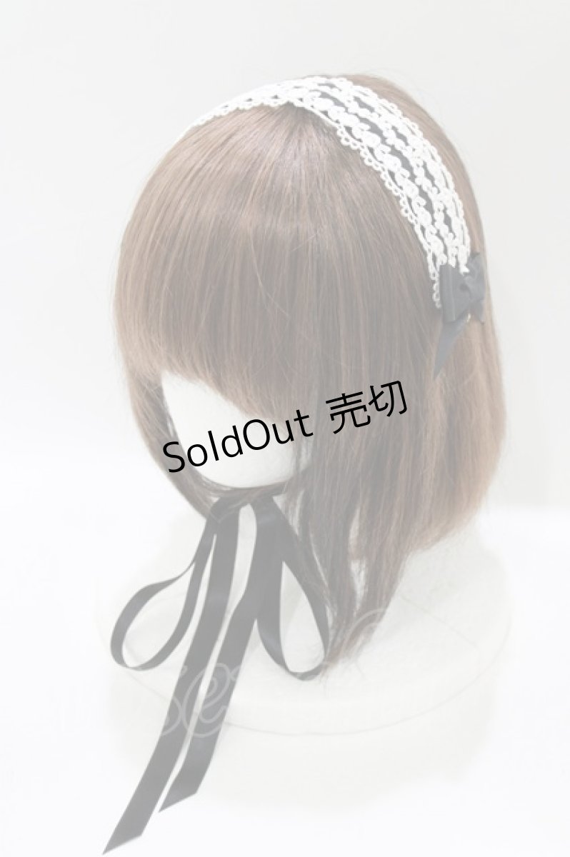 画像1: BABY,THE STARS SHINE BRIGHT / お花レースの小さなリボンヘッドドレス  ブラック/オフ白 H-26-09-03-084-BA-AC-NS-ZH (1)