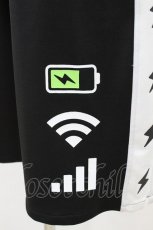 画像4: LISTEN FLAVOR / 只今充電中ジャージハーフパンツ  ブラック×ホワイト H-26-09-04-003-PU-PA-KB-ZH (4)