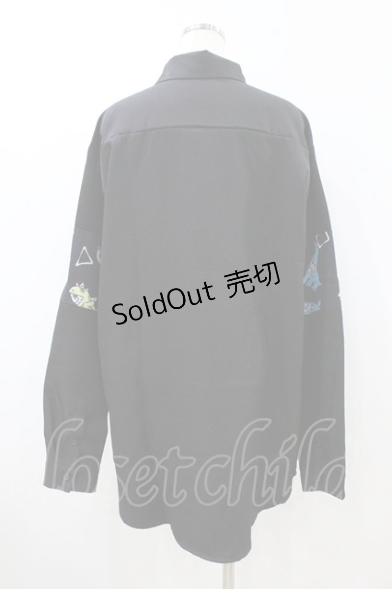 画像2: NieR Clothing / プリント切替ブラウス  黒 H-26-09-04-050-PU-BL-AK-ZH (2)