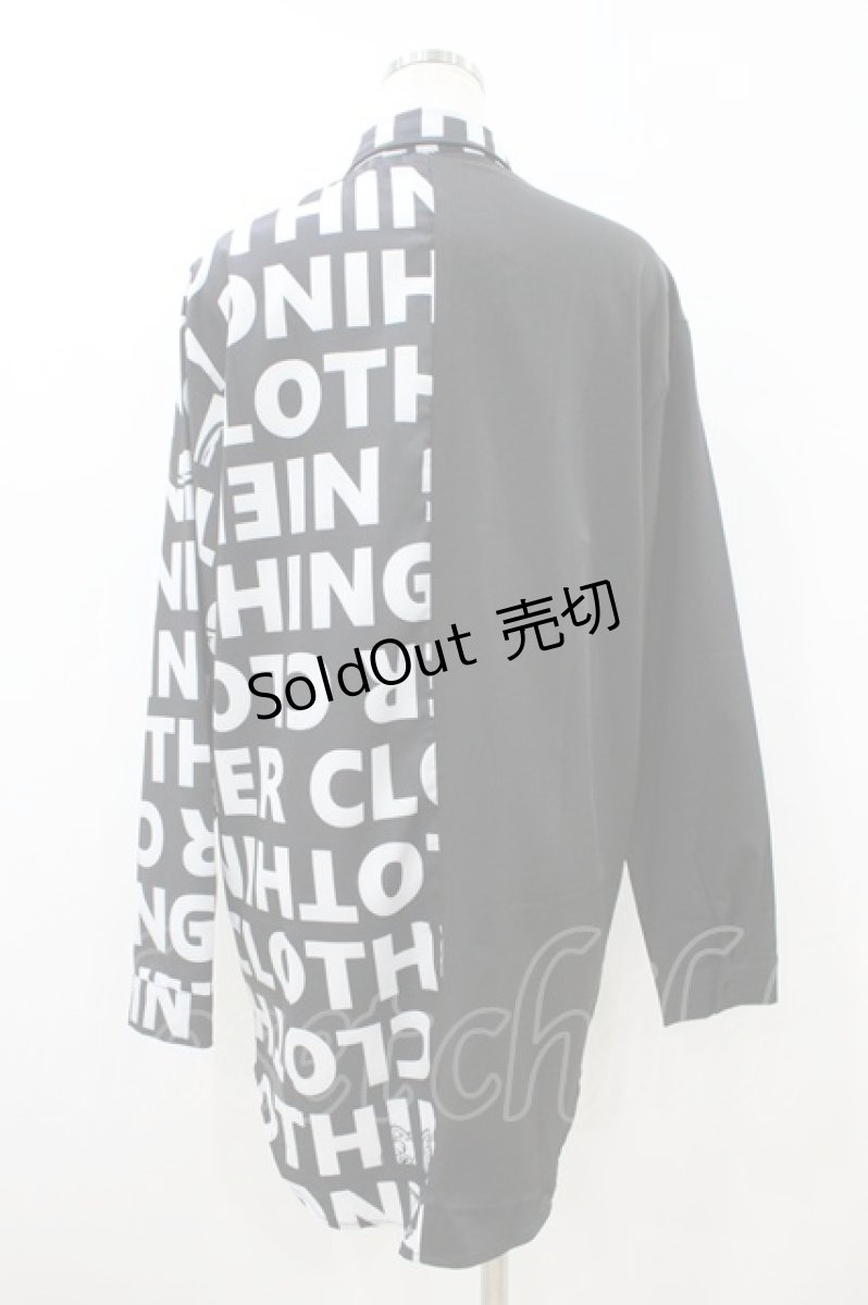 画像2: NieR Clothing / プリント切替シャツ  黒 H-26-09-04-052-PU-BL-KB-ZH (2)