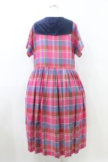 画像2: Jane Marple Dans Le Salon / French madras check marine collar dress M マゼンタ×ライトネイビー H-26-09-04-012-JM-OP-AK-ZH (2)