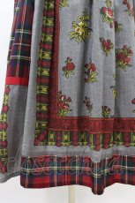 画像3: Jane Marple Dans Le Salon / Flowers of Jouy scarf Tartan check タックスカート M グレー×レッド H-26-09-04-019-JM-SK-AK-ZH (3)