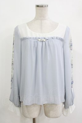 Preview of 袖フラワーptシフォントップス M サックス