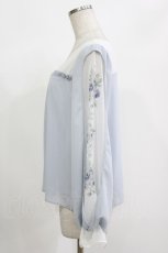 画像2: axes femme POETIQUE / 袖フラワーptシフォントップス M サックス H-26-09-05-039-AX-TO-NS-ZH (2)