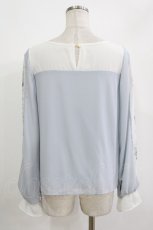 画像3: axes femme POETIQUE / 袖フラワーptシフォントップス M サックス H-26-09-05-039-AX-TO-NS-ZH (3)