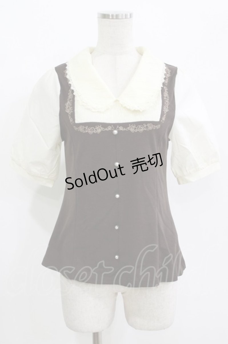 画像1: axes femme / ビスチェレイヤード刺繍プルオーバー M ブラウン H-26-09-05-051-AX-TO-NS-ZH (1)