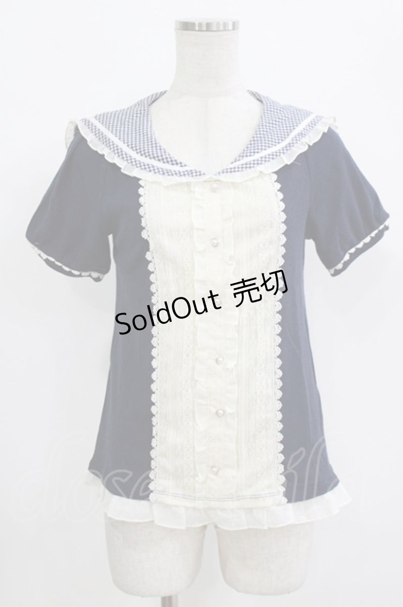 画像1: axes femme / セーラー襟プルオーバー M ネイビー H-26-09-05-055-AX-TO-NS-ZH (1)