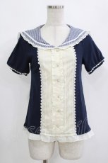 画像1: axes femme / セーラー襟プルオーバー M ネイビー H-26-09-05-055-AX-TO-NS-ZH (1)