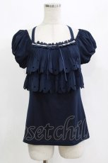 画像1: Secret Honey / プリーツシフォンフリルトップス Free ネイビー H-26-09-05-060-CA-TO-NS-ZH (1)