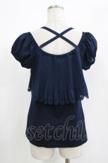 画像2: Secret Honey / プリーツシフォンフリルトップス Free ネイビー H-26-09-05-060-CA-TO-NS-ZH (2)