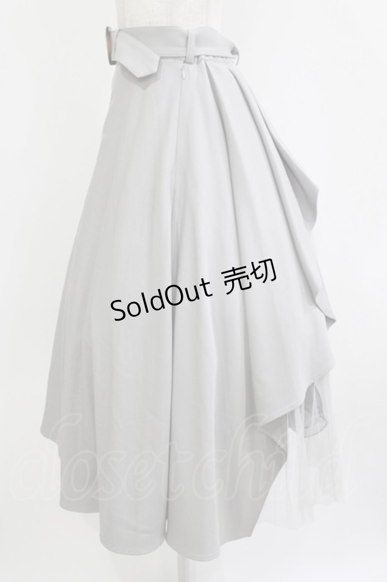 画像2: an another angelus / ベルト付きバックラッフルフレアースカート Free light gray H-26-09-05-016-CA-SK-NS-ZH (2)