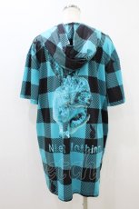 画像2: NieR Clothing / 総柄半袖プルパーカー F 緑×黒 H-26-09-06-050-PU-TO-AK-ZH (2)