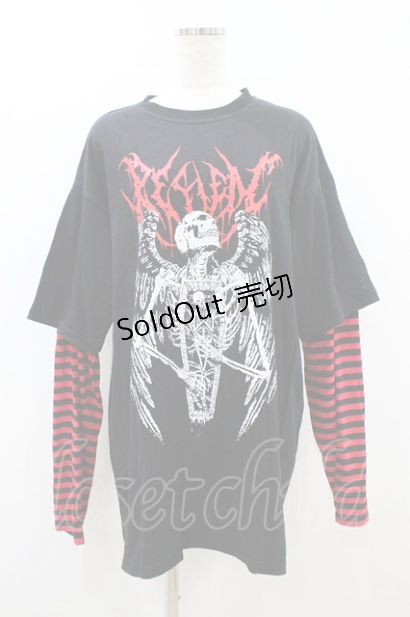画像1: REFLEM / レイヤードボーダーL/S Tee FREE 黒×赤 H-26-09-06-056-PU-TO-AK-ZH (1)