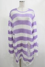 画像1: KILL STAR / Viola Knit Sweater M ホワイト×パープル H-26-09-06-1024-SL-TO-KB-ZH (1)