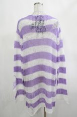画像2: KILL STAR / Viola Knit Sweater M ホワイト×パープル H-26-09-06-1024-SL-TO-KB-ZH (2)