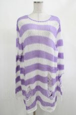 画像1: KILL STAR / Viola Knit Sweater M ホワイト×パープル H-26-09-06-1025-SL-TO-KB-ZH (1)