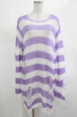 画像1: KILL STAR / Viola Knit Sweater M ホワイト×パープル H-26-09-06-1026-SL-TO-KB-ZH (1)