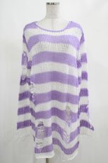 画像1: KILL STAR / Viola Knit Sweater M ホワイト×パープル H-26-09-06-1027-SL-TO-KB-ZH (1)