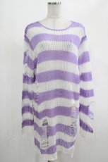 画像1: KILL STAR / Viola Knit Sweater M ホワイト×パープル H-26-09-06-1028-SL-TO-KB-ZH (1)