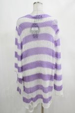 画像2: KILL STAR / Viola Knit Sweater M ホワイト×パープル H-26-09-06-1028-SL-TO-KB-ZH (2)