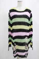 画像1: KILL STAR / Liqorice Knit Sweater M 黒×ピンク×ミント×イエロー H-26-09-06-1033-SL-TO-KB-ZH (1)