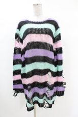 画像1: KILL STAR / Pastel Punk Knit Sweater M 黒×ピンク×パープル×ミント H-26-09-06-1035-SL-TO-KB-ZH (1)