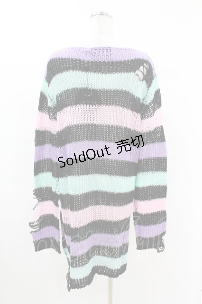 画像2: KILL STAR / Pastel Punk Knit Sweater M 黒×ピンク×パープル×ミント H-26-09-06-1035-SL-TO-KB-ZH (2)