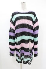 画像1: KILL STAR / Pastel Punk Knit Sweater L 黒×ピンク×パープル×ミント H-26-09-06-1037-SL-TO-KB-ZH (1)