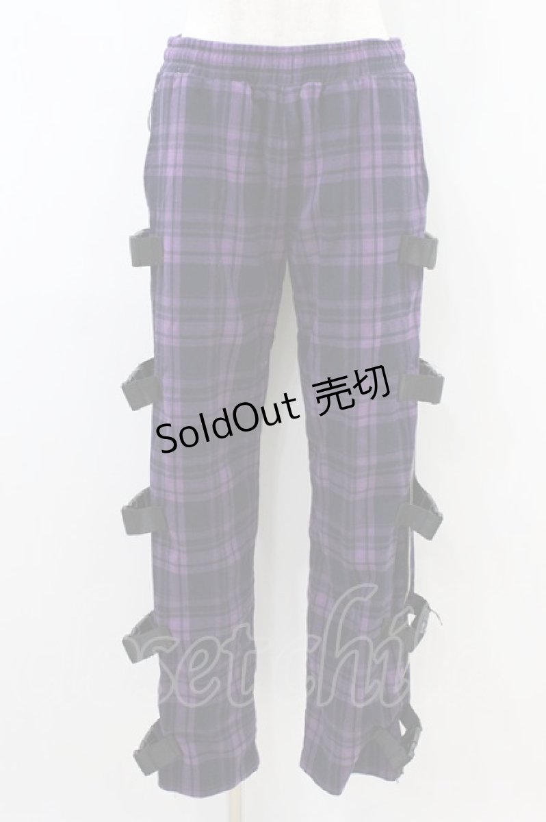画像1: REFLEM / ベルト付きチェックパンツ FREE 紫 H-26-09-06-006-PU-PA-AK-ZH (1)